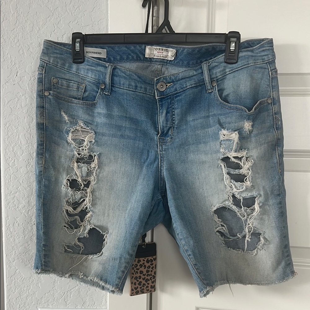 Torrid Light Blue Distressed Denim Shorts
